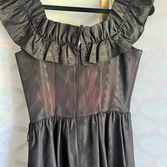 GUNNE SAX By Jessica McClintock Size 9 Black Gothic Ruffle Trim Vintage Dress - Picture 6 of 16